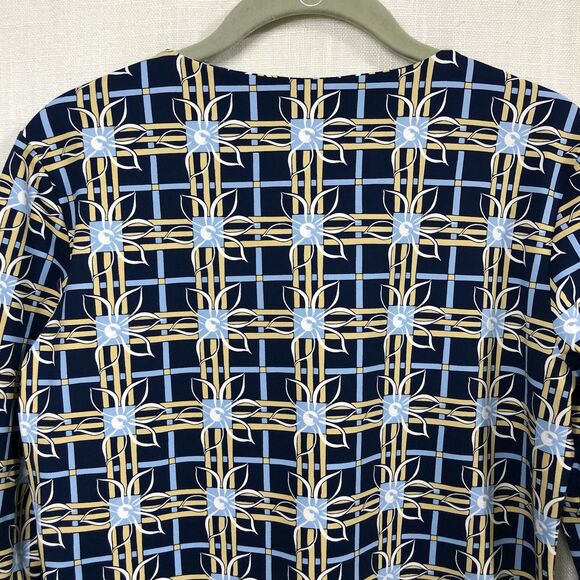 J. McLaughlin Catalina Cloth Carly Top Womens M Geo Floral Notched Neck Preppy - Picture 8 of 13